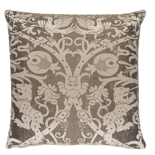 Purchase So8659006 | Dougal Damask Pillow, Smoke - Schumacher Pillows
