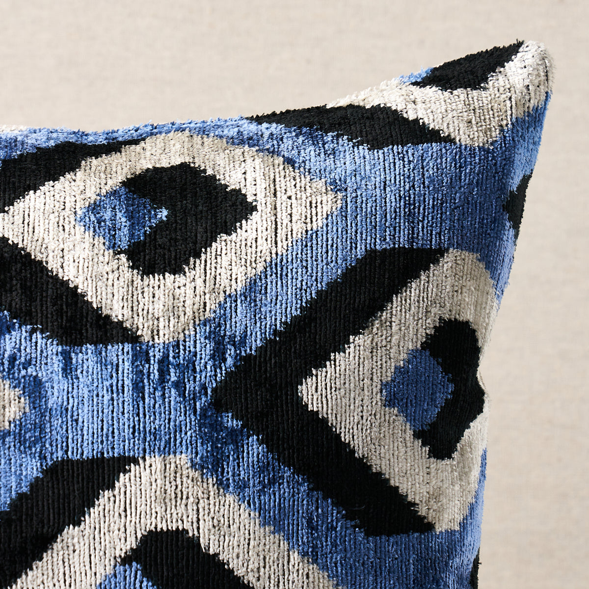 Purchase Sov45438 | Mersin Silk Velvet Pillow, Blue & Black - Schumacher Pillows