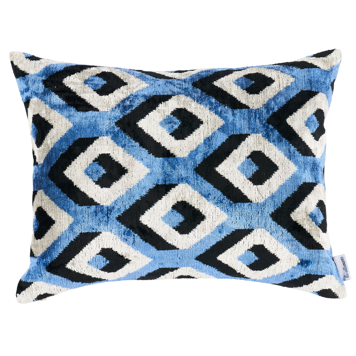 Purchase Sov45438 | Mersin Silk Velvet Pillow, Blue & Black - Schumacher Pillows