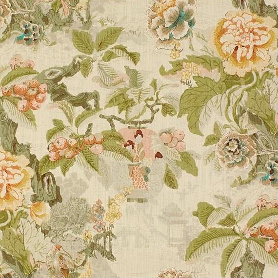 Sample 807001.LJ.0 Chinese Lantern, Greens Multipurpose Fabric by Lee Jofa