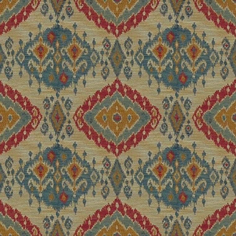 Sample 2015125.139 AERIN COLLECTION 2 Bosham Lake/Red Ethnic Lee Jofa Fabric