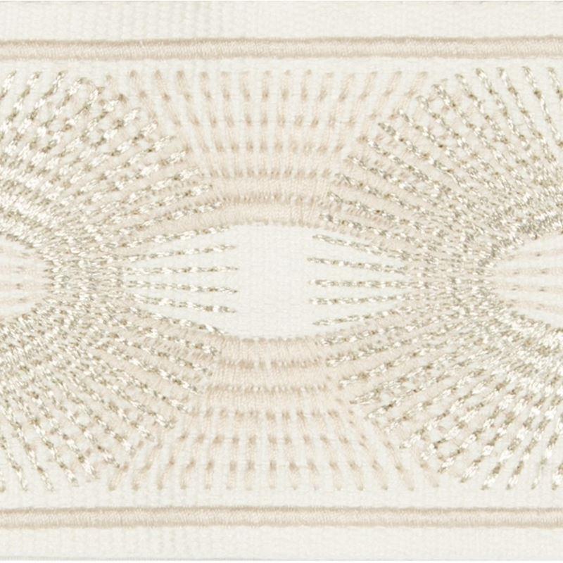 Sample T30766.1.0 Deco Rays Oyster Ivory Trim Fabric by Kravet Design