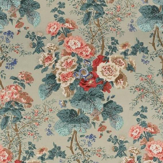 Sample 7134.LJ.0 Hollyhock Hdb, Green Multipurpose Fabric by Lee Jofa