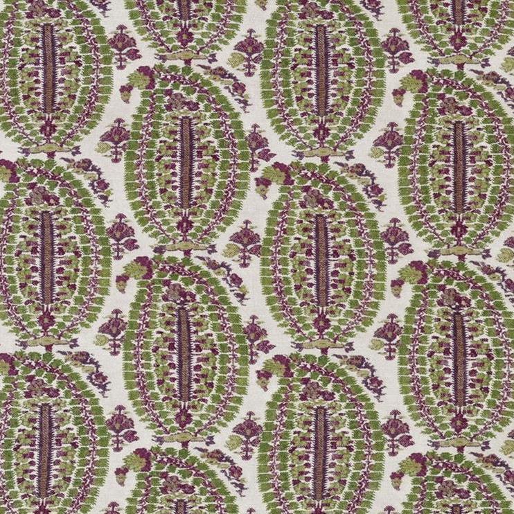 Sample BFC-3660.103 BLITHFIELD Anoushka Plum/Green Paisley Lee Jofa Fabric