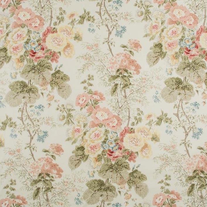 Sample 2005100.730.0 Hollyhock Hdb, Coral Olive Multipurpose Fabric by Lee Jofa