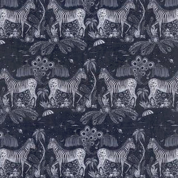 Sample F1477-02 Lostworld Navy Animal/Insect Clarke And Clarke Fabric