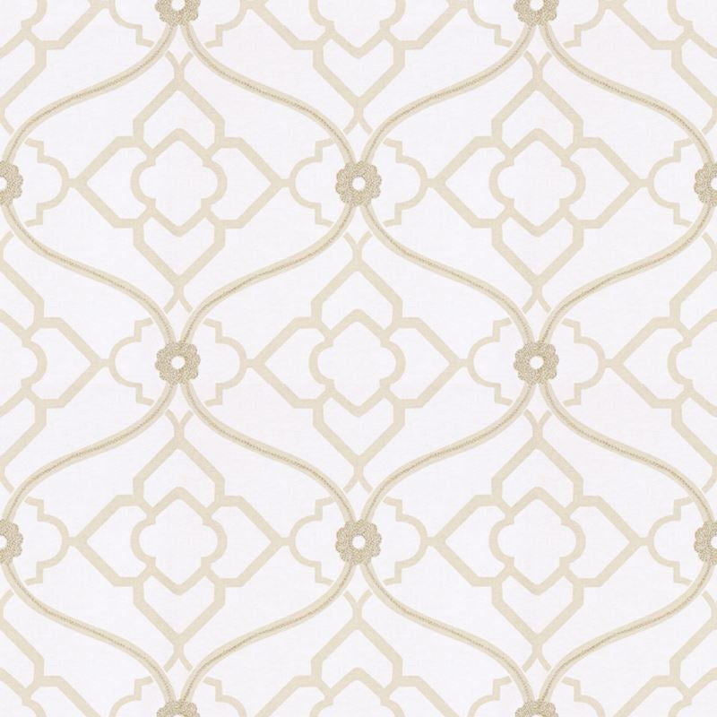 Sample ZUMA.1616.0 Zuma Sand White Multipurpose Botanical Foliage Fabric by Kravet Design