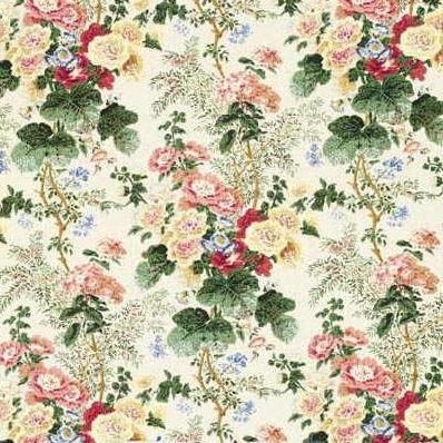 Sample HOLLYHOCK HAND.WHT-COR.0 Hollyhock Hdb, White Coral Multipurpose Fabric by Lee Jofa
