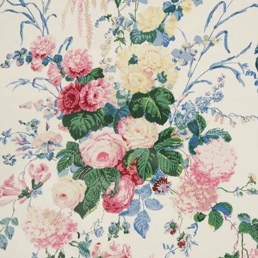 Sample 889300.LJ.0 Floral Bouquet, White Multipurpose Fabric by Lee Jofa