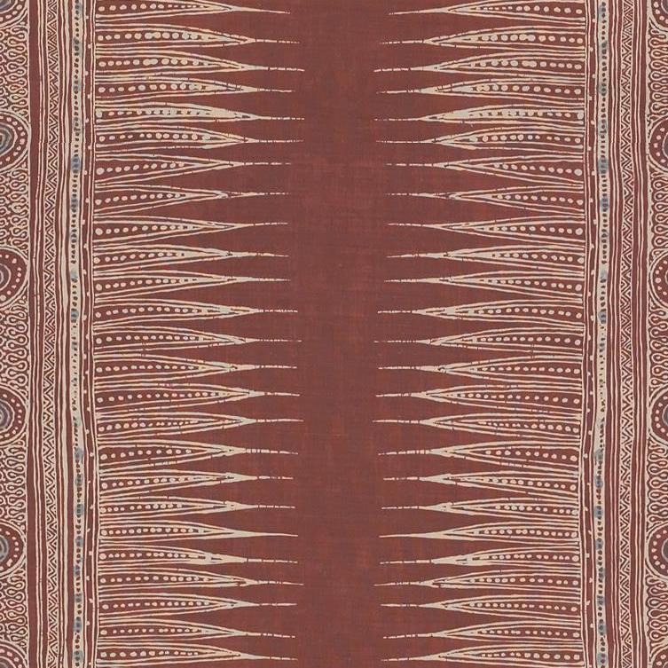 Sample 2010136.9 SUZANNE RHEINSTEIN *HOLLYHOCK II Indian Zag Paprika Ethnic Lee Jofa Fabric