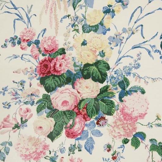 Sample FLORAL BOUQUET.LJ.0 Floral Bouquet, White Multipurpose Fabric by Lee Jofa