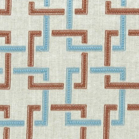 Sample F0960-02 Sekai Cinnabar/Aqua Clarke And Clarke Fabric