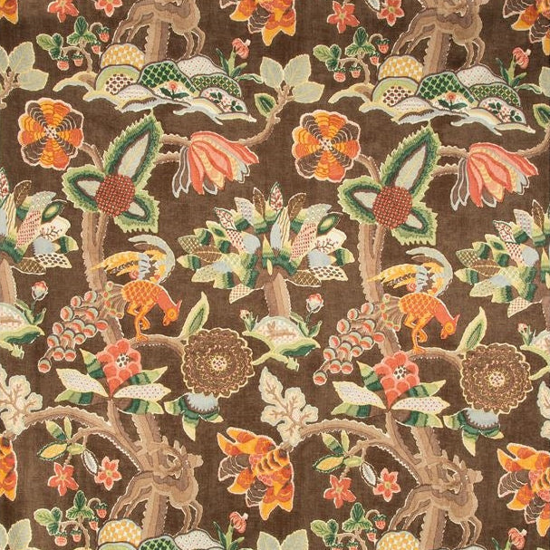 Sample 2017133.6.0 Leyland Print, Tobacco Multipurpose Fabric by Lee Jofa