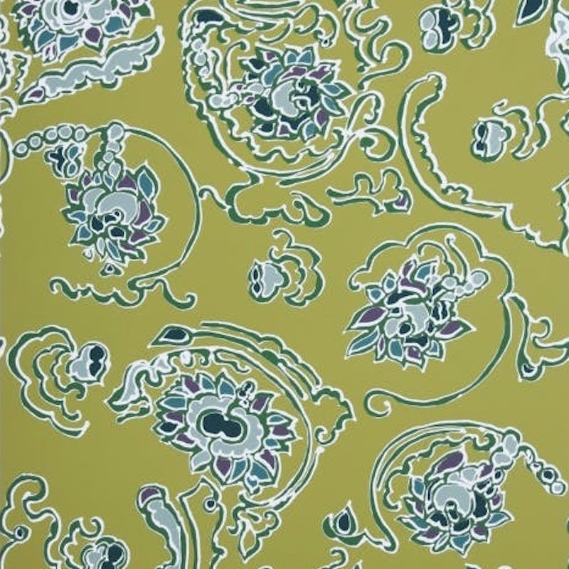 Sample BR-69573.426 Byzantine Swirl On Paper Chartreuse On White Brunschwig and Fils