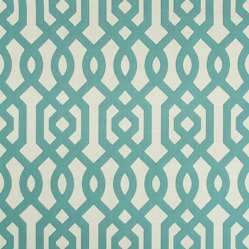 Sample 34998.13.0 Turquoise Upholstery Lattice Scrollwork Fabric by Kravet Design