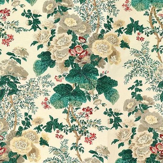 Sample HOLLYHOCK HAND.WHT-BRO.0 Hollyhock Hdb, White Brown Multipurpose Fabric by Lee Jofa