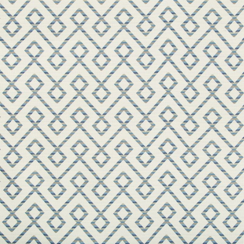 Sample 34708.511.0 Light Blue Upholstery Lattice Scrollwork Fabric by Kravet Design
