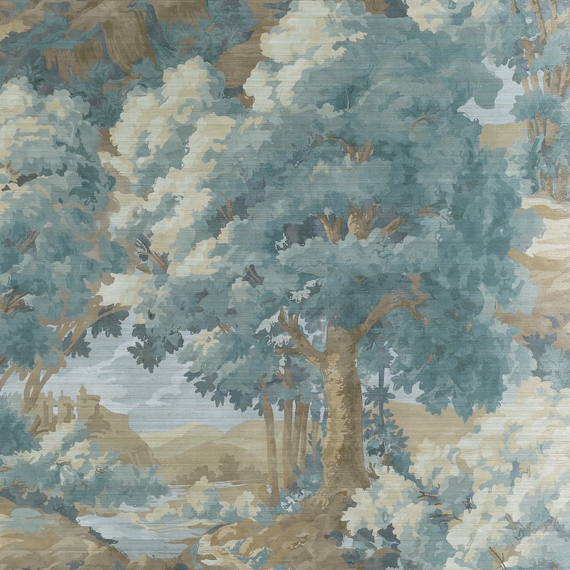 Purchase Thibaut Wallpaper SKU# T10547 pattern name Woodland Clearing color name Spa Blue. 