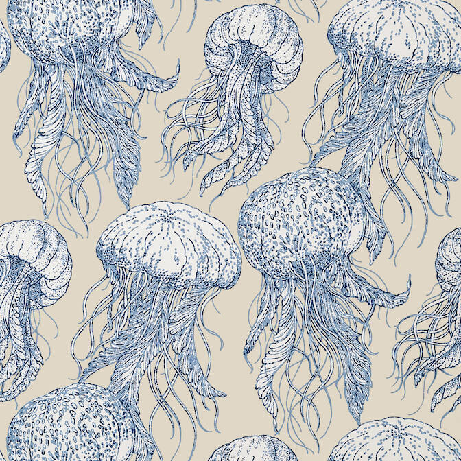 Buy T13168 Jelly Fish Bloom Summer House Thibaut Wallpaper