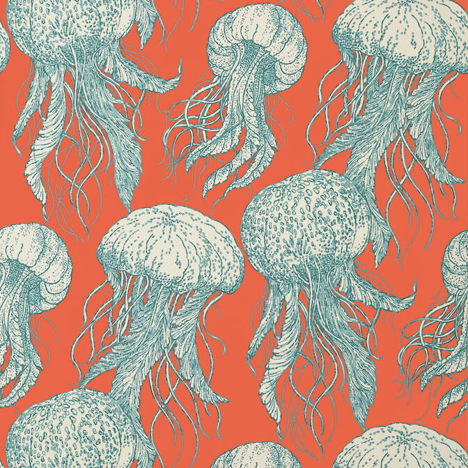 Purchase a sample of T13172 Jelly Fish Bloom, Summer House Thibaut Wallpaper
