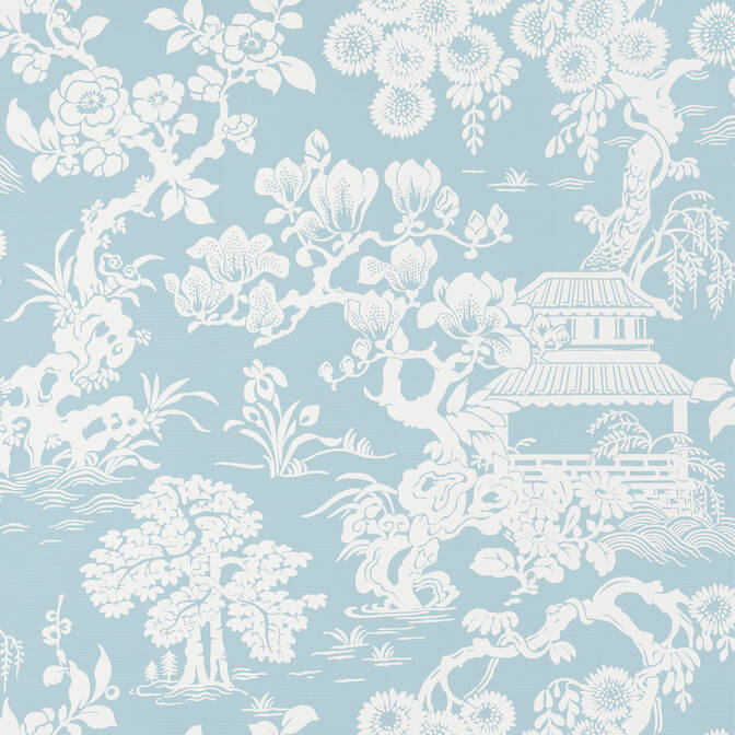 Purchase a sample of T13303 Japanese Garden, Pavilion Thibaut Wallpaper