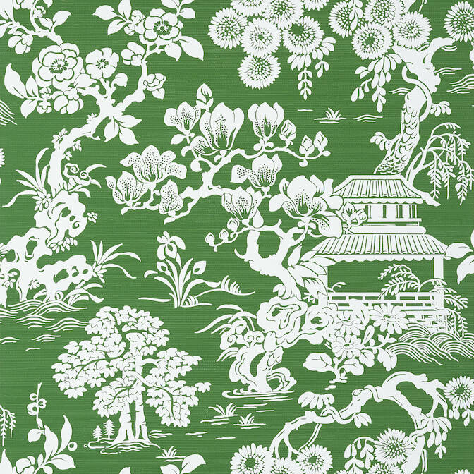 Purchase a sample of T13304 Japanese Garden, Pavilion Thibaut Wallpaper