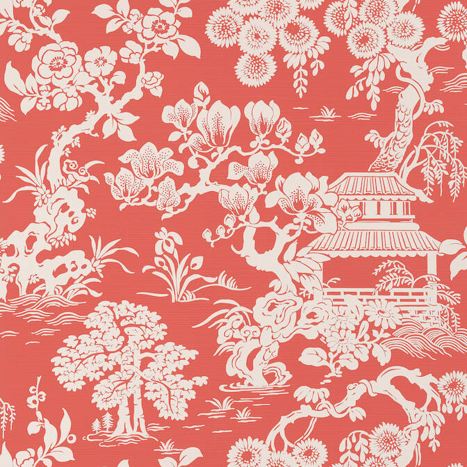 Save T13305 Japanese Garden Pavilion Thibaut Wallpaper