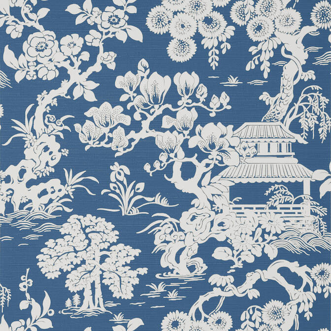 Search T13306 Japanese Garden Pavilion Thibaut Wallpaper