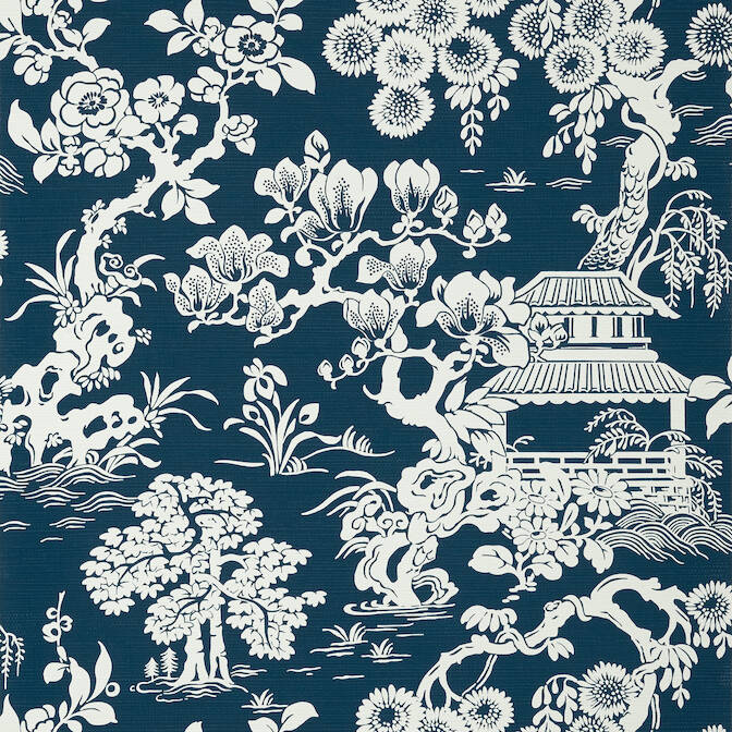 Select T13307 Japanese Garden Pavilion Thibaut Wallpaper