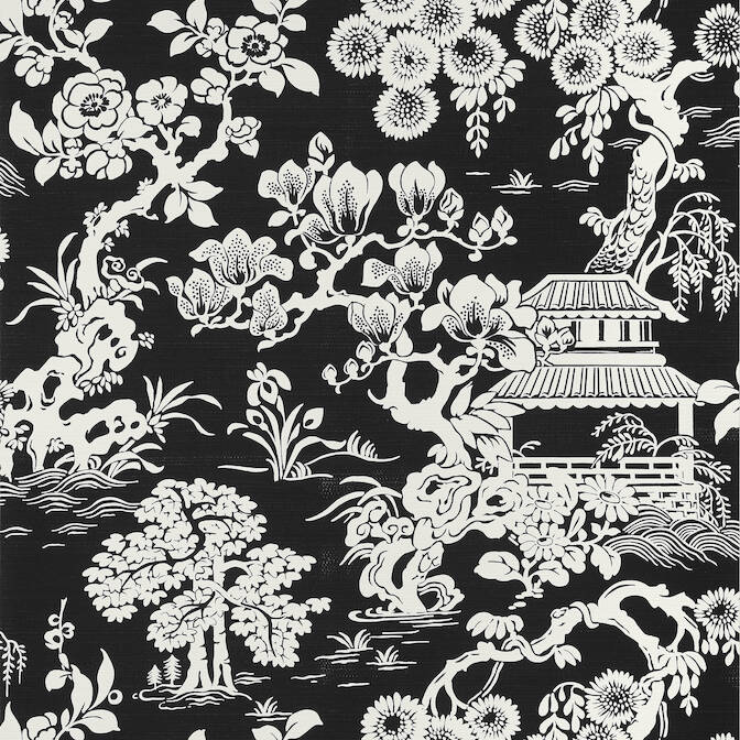 Shop T13308 Japanese Garden Pavilion Thibaut Wallpaper