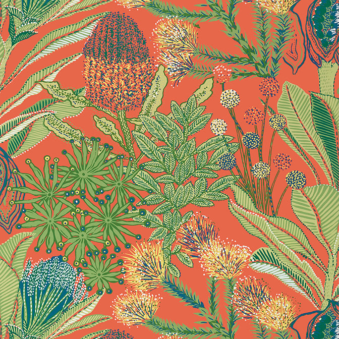 Purchase a sample of T13906 Protea, Palm Grove by Thibaut Wallpaper