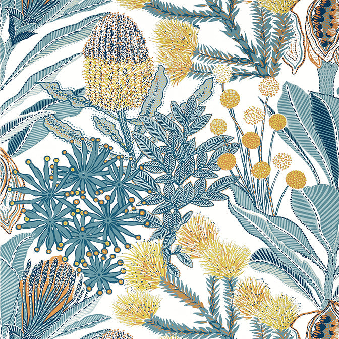 Purchase a sample of T13922 Protea, Palm Grove by Thibaut Wallpaper