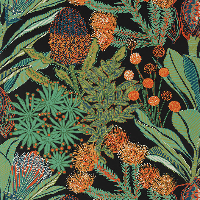 Purchase a sample of T13926 Protea, Palm Grove by Thibaut Wallpaper