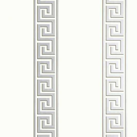 Looking T14244 Andreas Stripe Metallic Silver on White by Thibaut Wallpaper