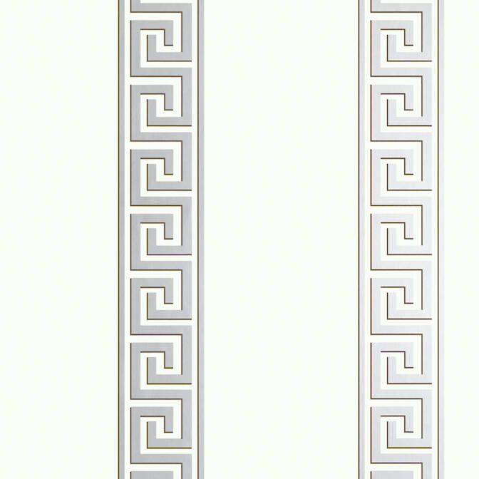 Purchase a sample of T14244 Andreas Stripe, Metallic Silver on White by Thibaut Wallpaper