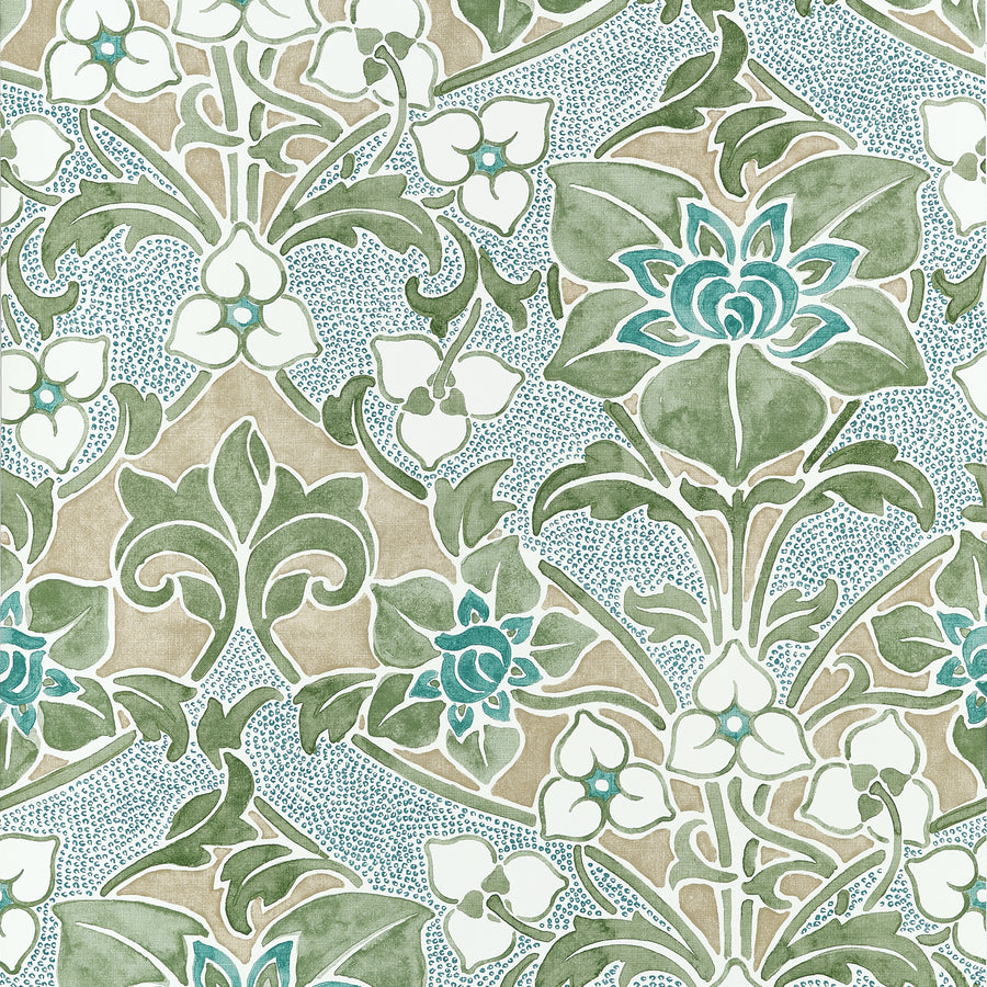 Search Thibaut Wallpaper Pattern# T14600 pattern name Woodford color name Sage.