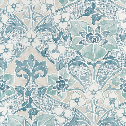 Shop Thibaut Wallpaper Pattern T14604 pattern name Woodford color name Spa Blue.