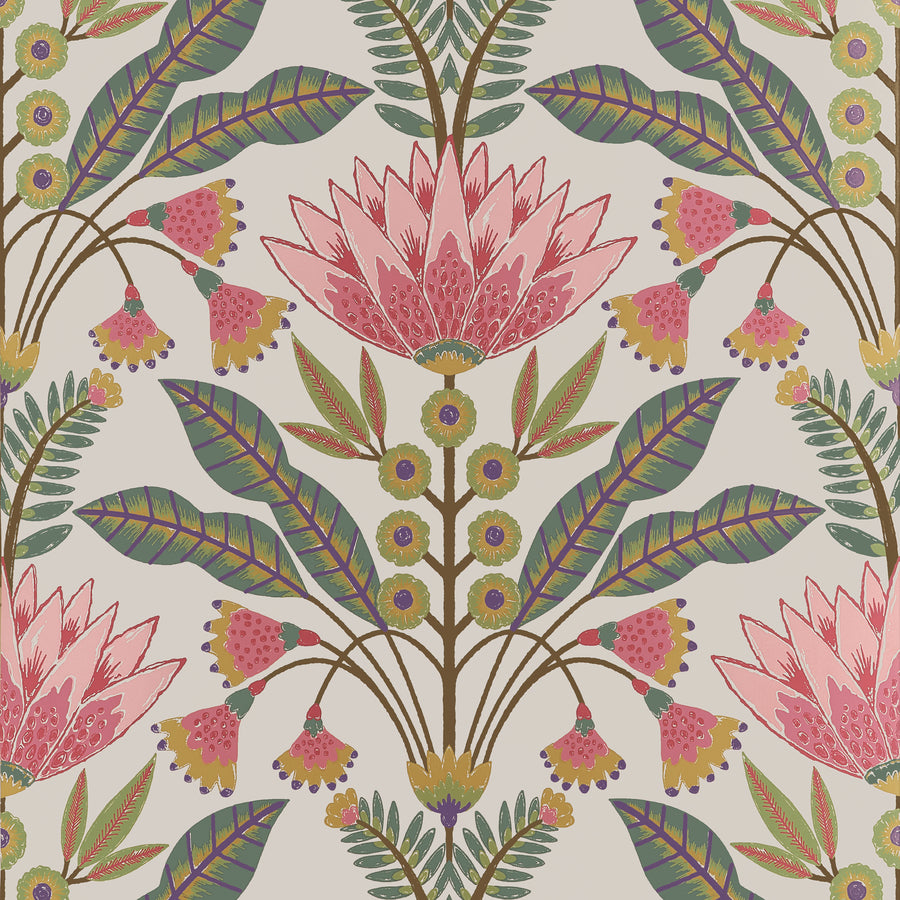 Shop Thibaut Wallpaper Item T14606 pattern name Lotus color name Cranberry.