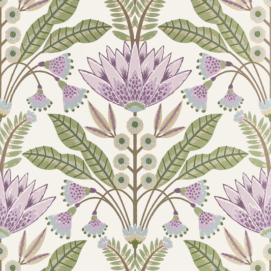 Shop Thibaut Wallpaper Product T14608 pattern name Lotus color name Lilac.