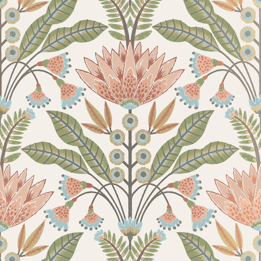 View Thibaut Wallpaper Pattern T14609 pattern name Lotus color name Apricot.