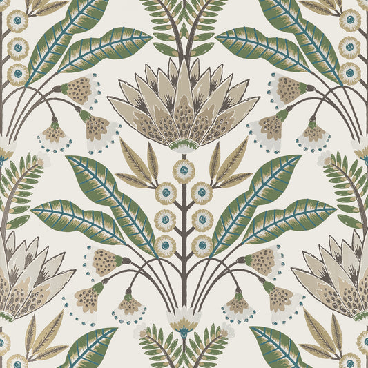 Looking for Thibaut Wallpaper SKU T14610 pattern name Lotus color name Green and Beige.