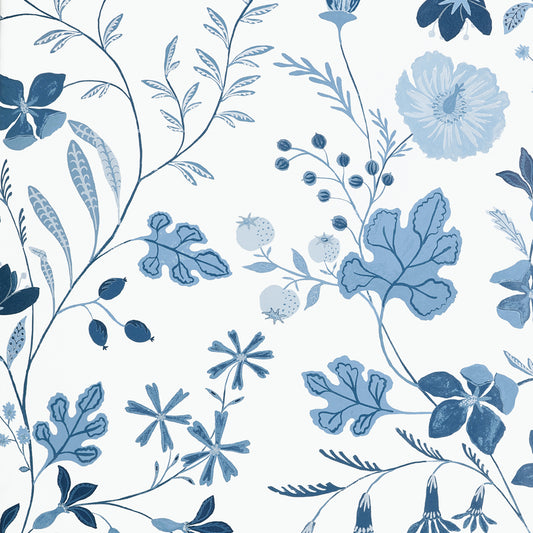 Search Thibaut Wallpaper Pattern# T14626 pattern name Bloom color name Blue and White.