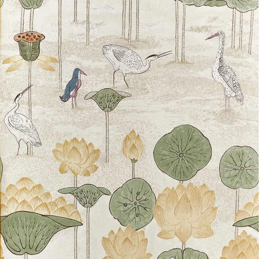 Search Thibaut Wallpaper SKU# T14634 pattern name Malea color name Gold.