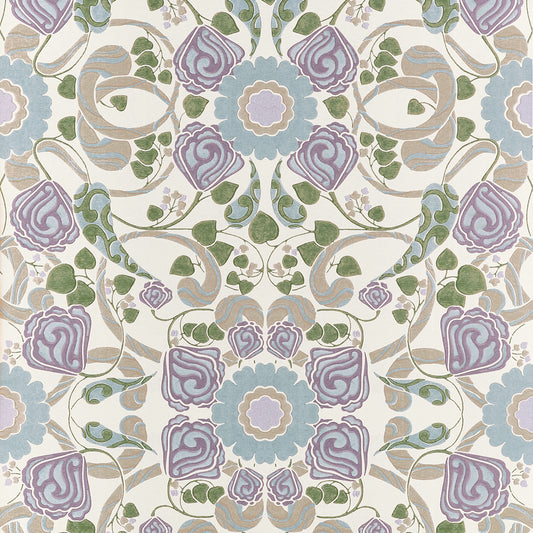 Select Thibaut Wallpaper SKU# T14645 pattern name Margaux color name Lavender and Blue.