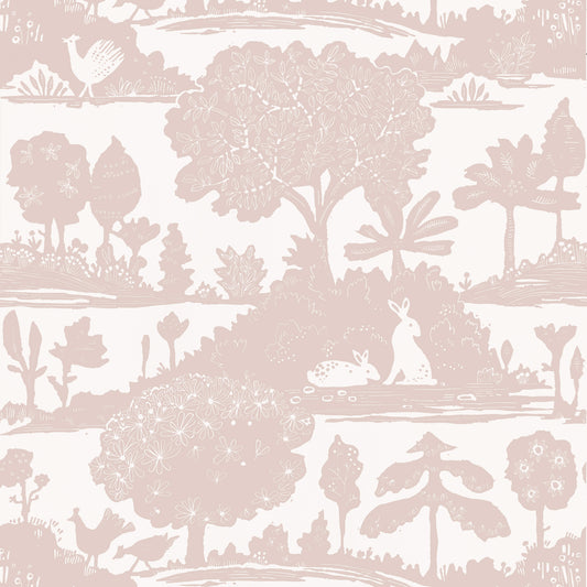 Select Thibaut Wallpaper Item T14649 pattern name La Foret color name Blush.
