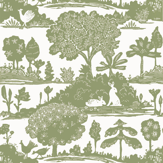 Shop Thibaut Wallpaper SKU T14651 pattern name La Foret color name Sage.