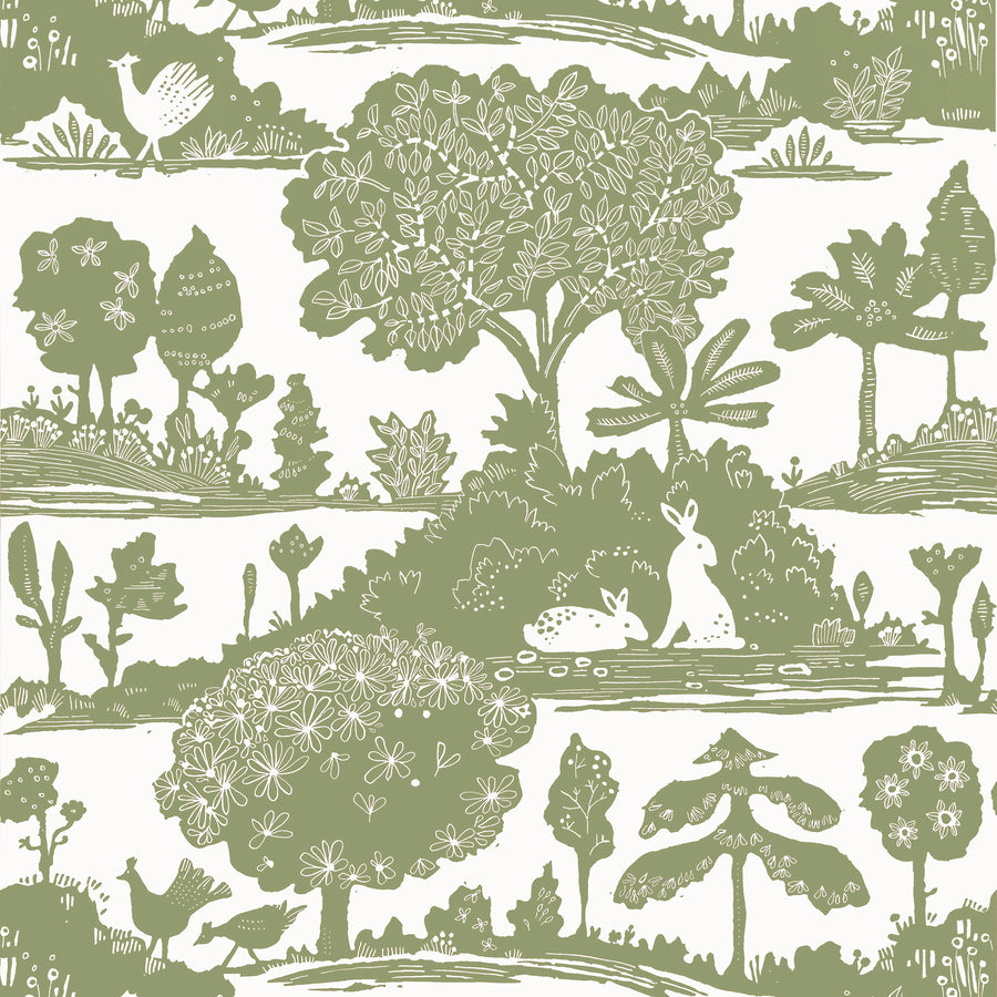 Purchase Thibaut Wallpaper Product T14651 pattern name La Foret color name Sage.