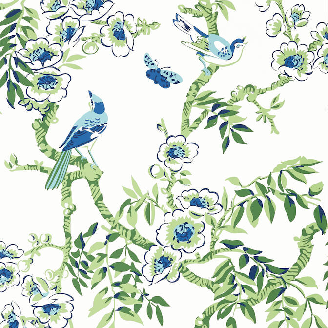 Select T20842 Yukio Eden Blue and Green by Thibaut Wallpaper