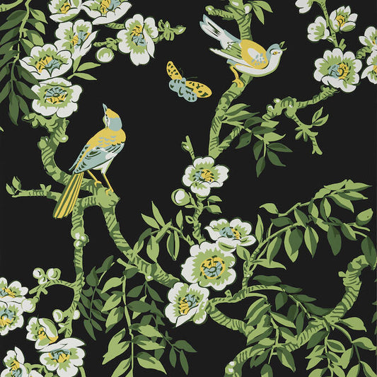 Acquire T20845 Yukio Eden Black by Thibaut Wallpaper