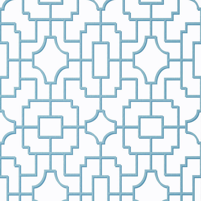 Purchase a sample of T20875 Fretwork, Eden Light Blue by Thibaut Wallpaper